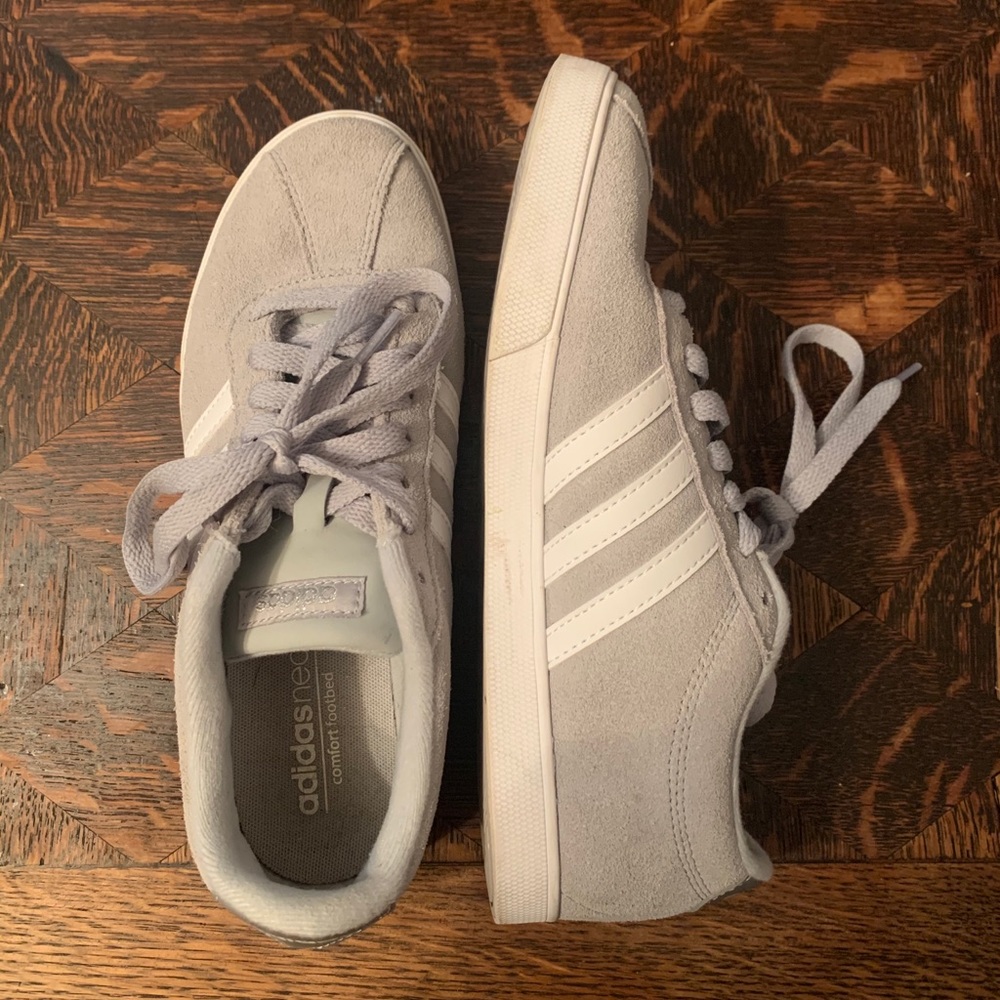 Grey and White Suede Adidas